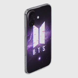 Чехол для iPhone 16 силиконовый с защитой камеры BTS spacе 3D БТС космос - фото 2