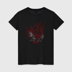 Женская футболка хлопок Cyberpunk 2077 samurai Oni daemon