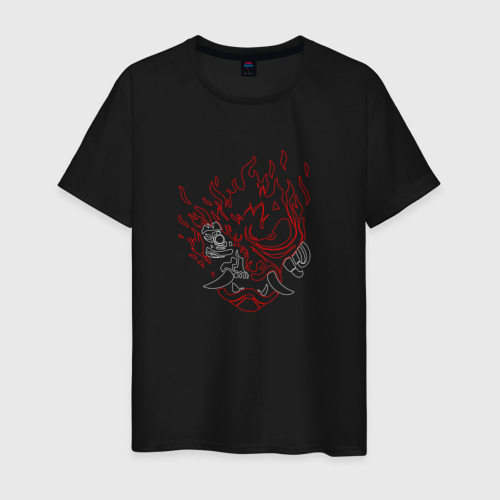 Мужская футболка хлопок Cyberpunk 2077 samurai Oni daemon, цвет черный