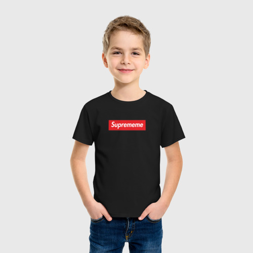 Детская футболка хлопок Suprememe, цвет черный - фото 3