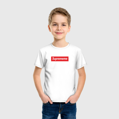 Детская футболка хлопок Suprememe, цвет белый - фото 3