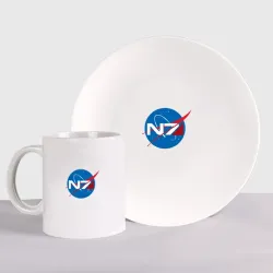 Набор: тарелка + кружка NASA N7 Mass Effect