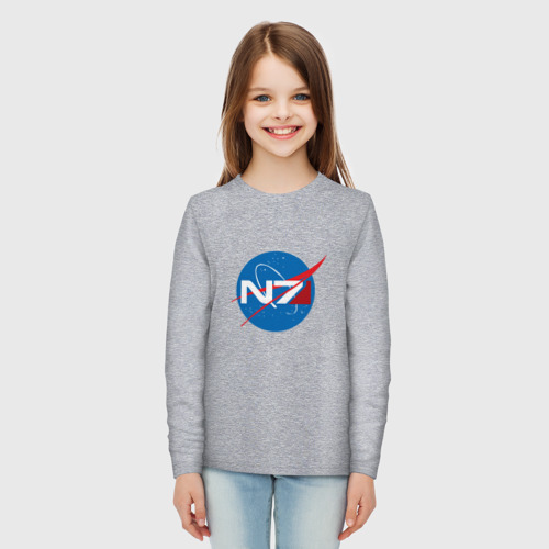 Детский лонгслив хлопок NASA N7 Mass Effect, цвет меланж - фото 5