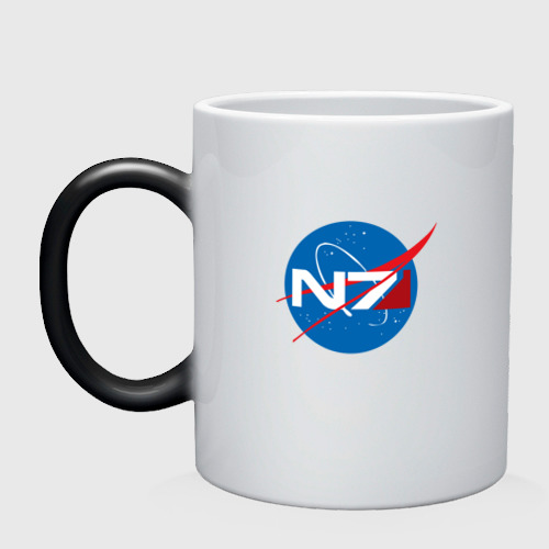 Кружка хамелеон NASA N7 Mass Effect, цвет белый + черный