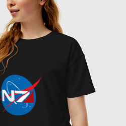 Женская футболка хлопок Oversize NASA N7 Mass Effect - фото 2