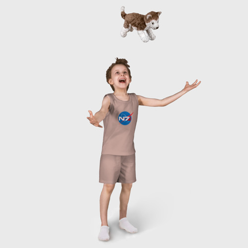 Детская пижама с шортами хлопок NASA N7 Mass Effect, цвет пыльно-розовый - фото 5