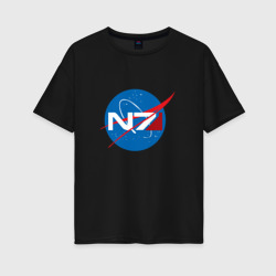 Женская футболка хлопок Oversize NASA N7 Mass Effect