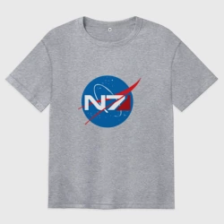 Женская футболка хлопок Oversize NASA N7 Mass Effect