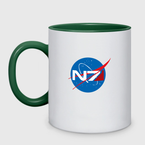 Кружка двухцветная NASA N7 Mass Effect, цвет белый + зеленый