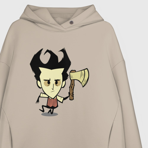 Женское худи Oversize хлопок Don't Starve 2, цвет миндальный - фото 3