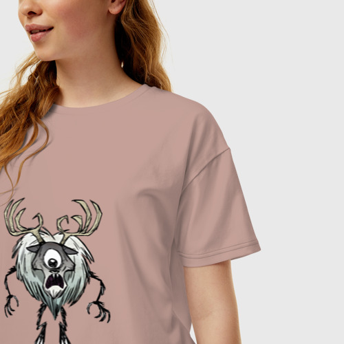 Женская футболка хлопок Oversize Don't starve, цвет пыльно-розовый - фото 3