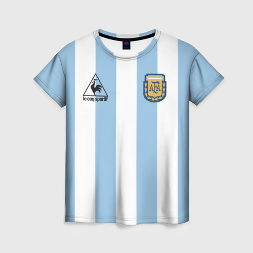 Женская футболка 3D с принтом Марадона Аргентина ретро, вид спереди #2