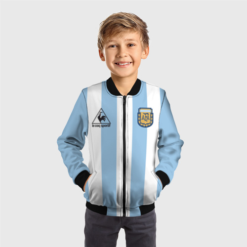 Детский бомбер 3D Марадона Аргентина ретро, цвет черный - фото 4