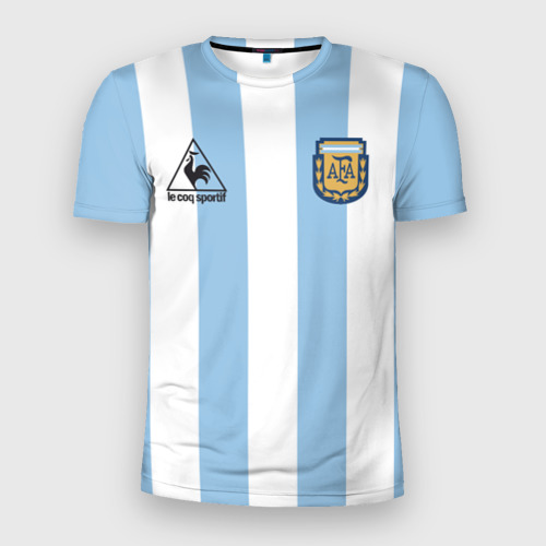 Мужская футболка 3D Slim с принтом Марадона Аргентина ретро, вид спереди #2