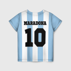 Футболка с принтом Марадона Аргентина ретро для ребенка, вид сзади №1. Цвет основы: белый