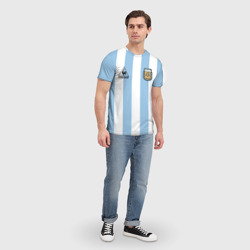 Футболка с принтом Марадона Аргентина ретро для женщины, вид на модели спереди №3. Цвет основы: белый