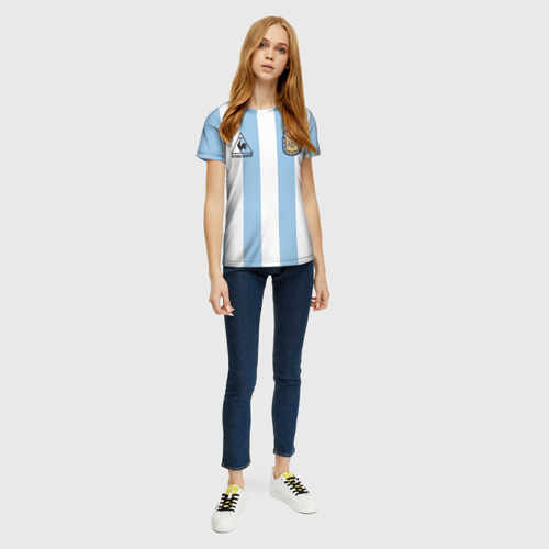Женская футболка 3D с принтом Марадона Аргентина ретро, вид сбоку #3