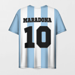 Футболка с принтом Марадона Аргентина ретро для женщины, вид сзади №1. Цвет основы: белый