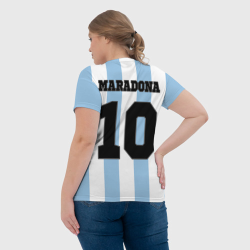Женская футболка 3D с принтом Марадона Аргентина ретро, вид сзади #2