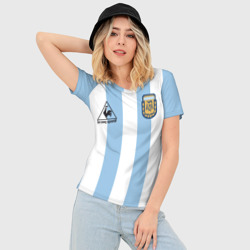 Женская футболка 3D Slim Марадона Аргентина ретро - фото 2