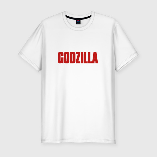Мужская приталенная футболка из хлопка с принтом Godzilla, вид спереди №1