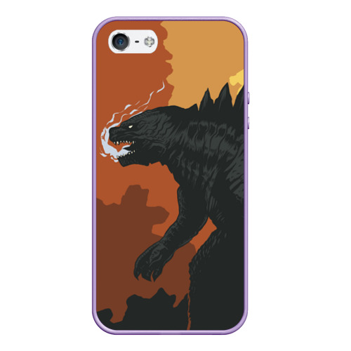 Чехол для iPhone 5/5S матовый Godzilla Годзилла, цвет светло-сиреневый