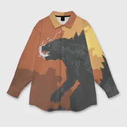 Женская рубашка oversize 3D Godzilla Годзилла