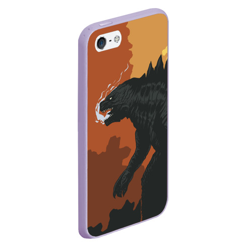 Чехол для iPhone 5/5S матовый Godzilla Годзилла, цвет светло-сиреневый - фото 3