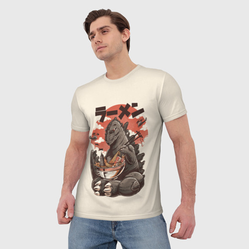 Мужская футболка 3D Godzilla кушает Годзилла, цвет 3D печать - фото 3