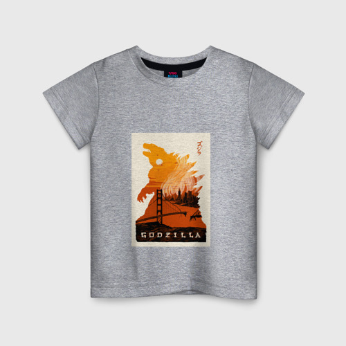 Детская футболка хлопок Godzilla poster, цвет меланж
