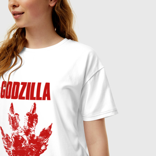 Женская футболка хлопок Oversize GODZILLA, цвет белый - фото 3