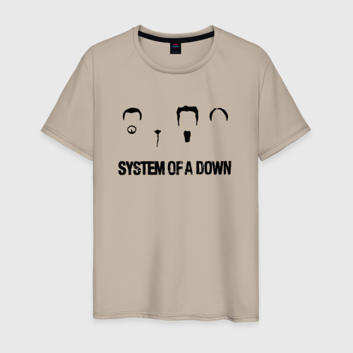 Мужская футболка хлопок System of a Down, цвет миндальный