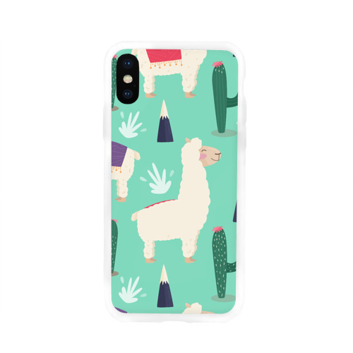 Чехол для Apple iPhone X силиконовый глянцевый Альпаки Фото 01 Чехол для Apple iPhone X силиконовый глянцевый Альпаки Фото 01