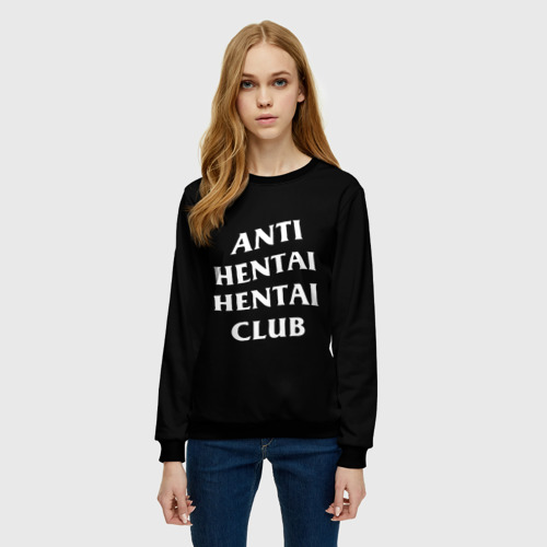 Женский свитшот 3D ANTI HENTAI HENTAI CLUB, цвет 3D печать - фото 3