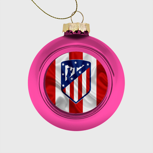 Стеклянный ёлочный шар с принтом Atletico Madrid, вид спереди №1