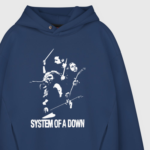 Мужское худи Oversize хлопок System of a Down, цвет темно-синий - фото 4