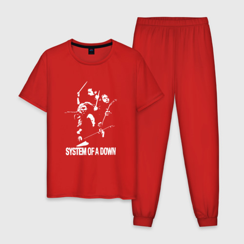 Мужская пижама хлопок System of a Down, цвет красный