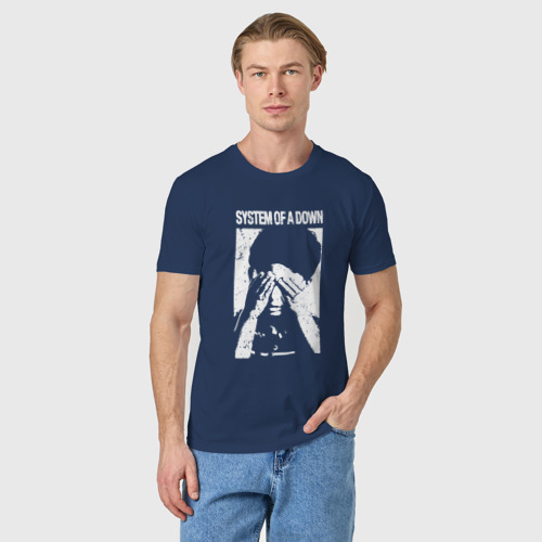 Мужская футболка хлопок System of a Down, цвет темно-синий - фото 3