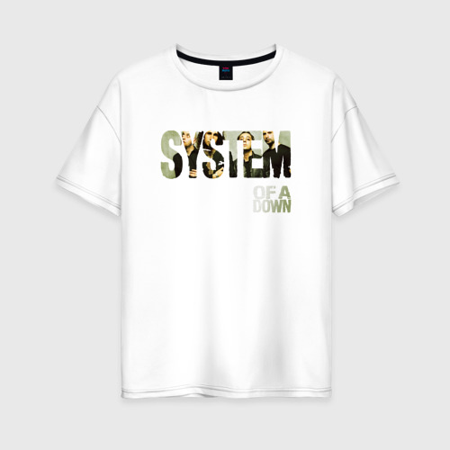 Женская футболка из хлопка оверсайз с принтом System of a Down, вид спереди №1