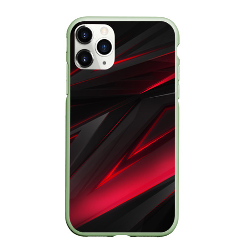 Чехол для iPhone 11 Pro матовый Geometry stripes, цвет салатовый