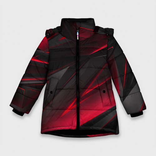 Зимняя куртка для девочек с принтом Geometry stripes, вид спереди №1