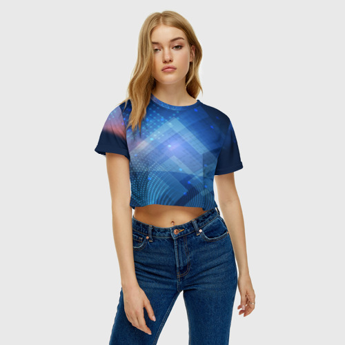 Женская футболка Crop-top 3D STRIPES, цвет 3D печать - фото 4