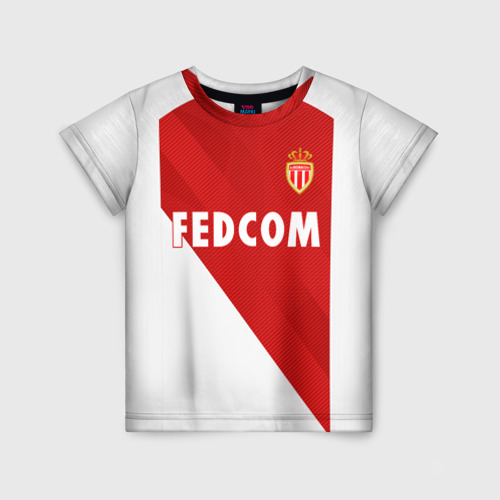 Детская футболка 3D с принтом Monaco home 18-19, вид спереди #2