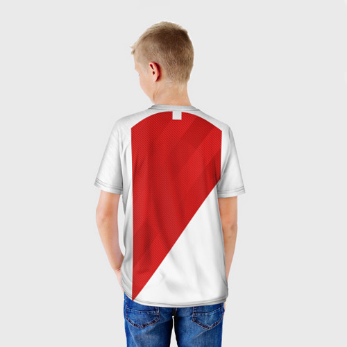 Детская футболка 3D с принтом Monaco home 18-19, вид сзади #2