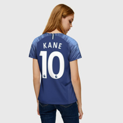 Футболка с принтом Kane away 18-19 для женщины, вид на модели сзади №2. Цвет основы: белый