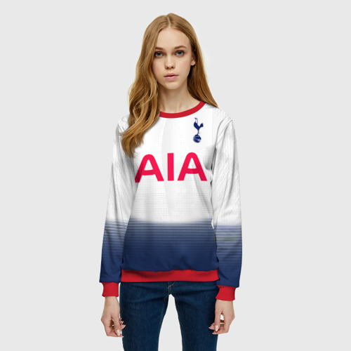 Женский свитшот 3D с принтом Tottenham home 18-19, фото на моделе #1