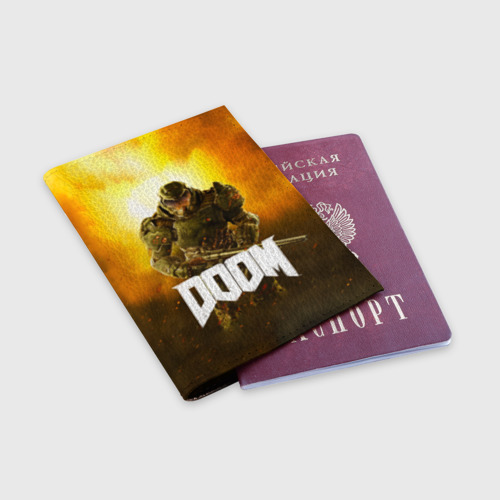 Обложка для паспорта матовая кожа Doom 2016, цвет пыльно-розовый - фото 3