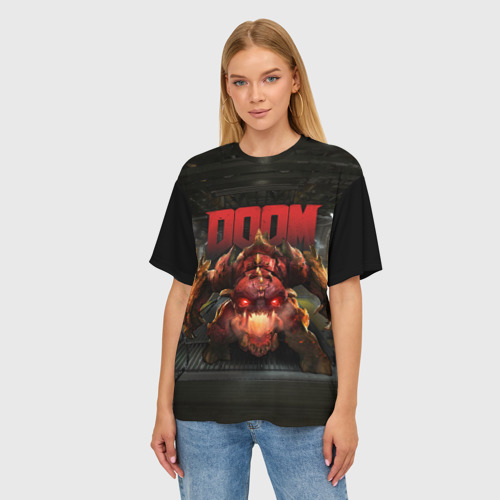 Женская футболка oversize 3D Doom Pinky, цвет 3D печать - фото 3