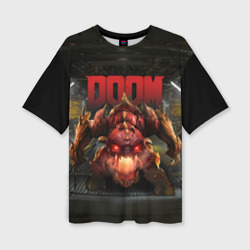 Женская футболка oversize 3D Doom Pinky