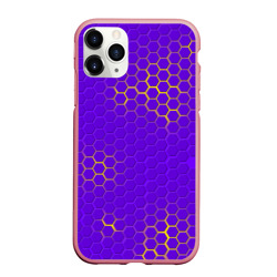 Чехол для iPhone 11 Pro Max матовый Фиолетовая броня неоновая